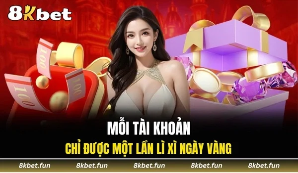Mỗi tài khoản chỉ được một lần lì xì ngày vàng - Mùng 9 hàng tháng